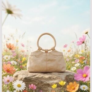 HOBO Tan Leather Mini Bag Ring Handle Removable Crossbody Strap